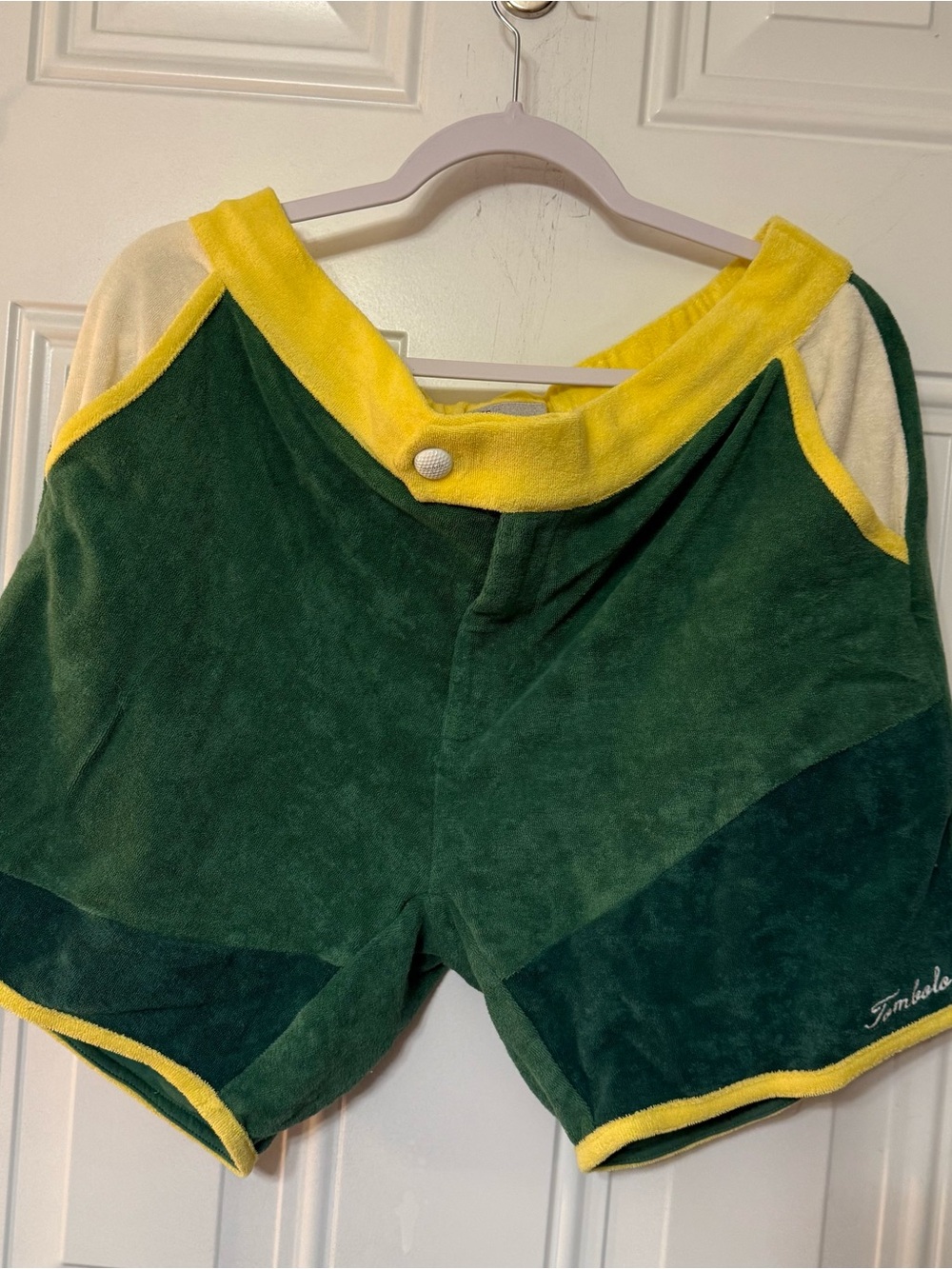 NWT Tombolo Green & Yellow Mulligan Terry Cloth Golf Shorts